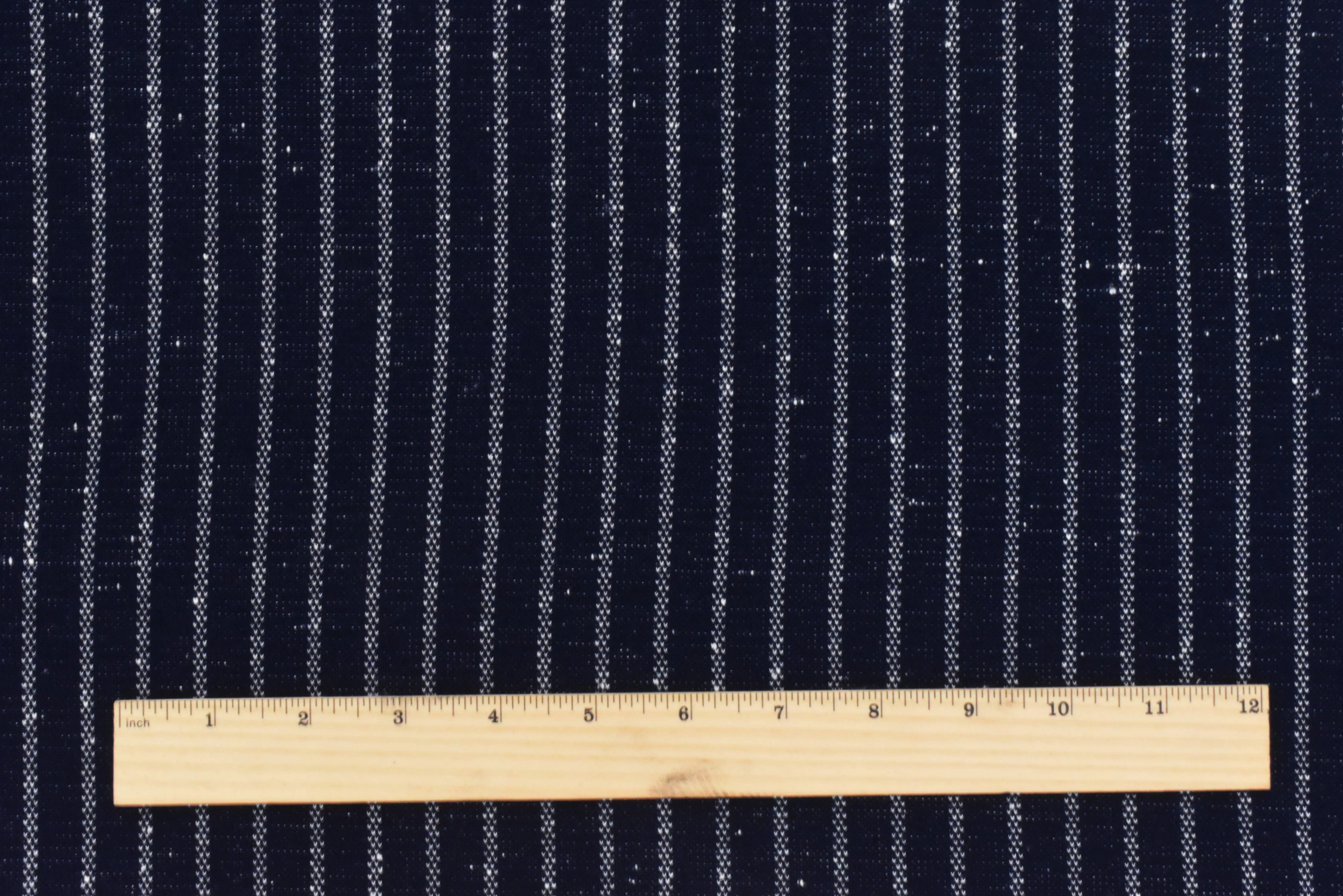 Dark Navy-White Stripe Jacquard Stretch Cotton Double Knit Fabric