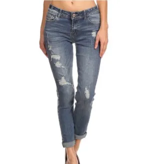 Distressed Ankle Cuff Skinny