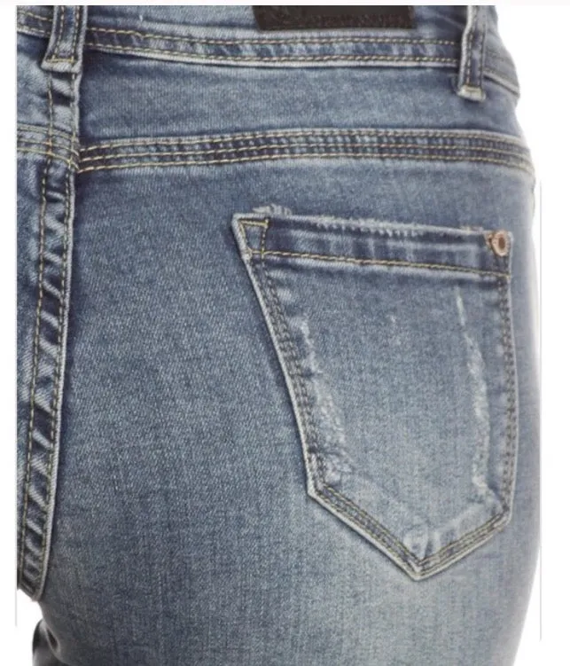Distressed Ankle Cuff Skinny