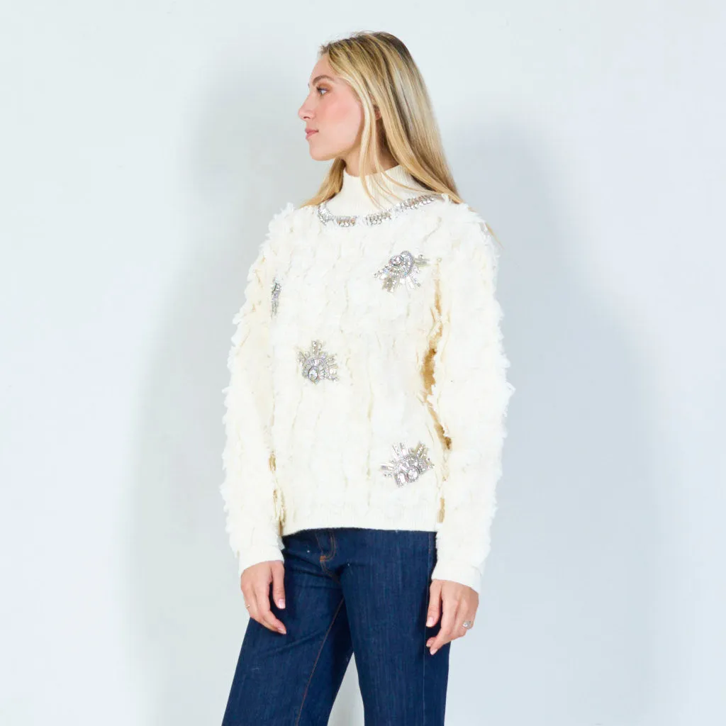 Embellished faux fur sweater wholesale