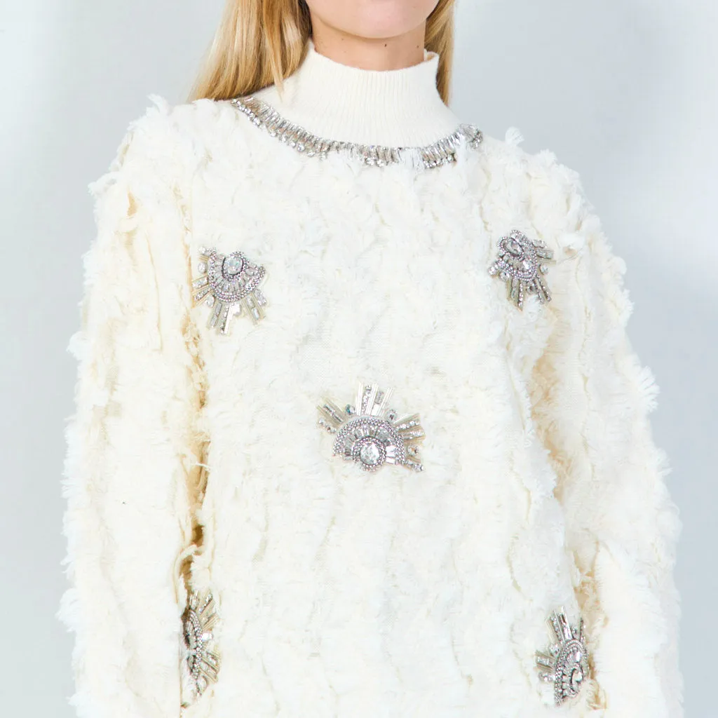 Embellished faux fur sweater wholesale