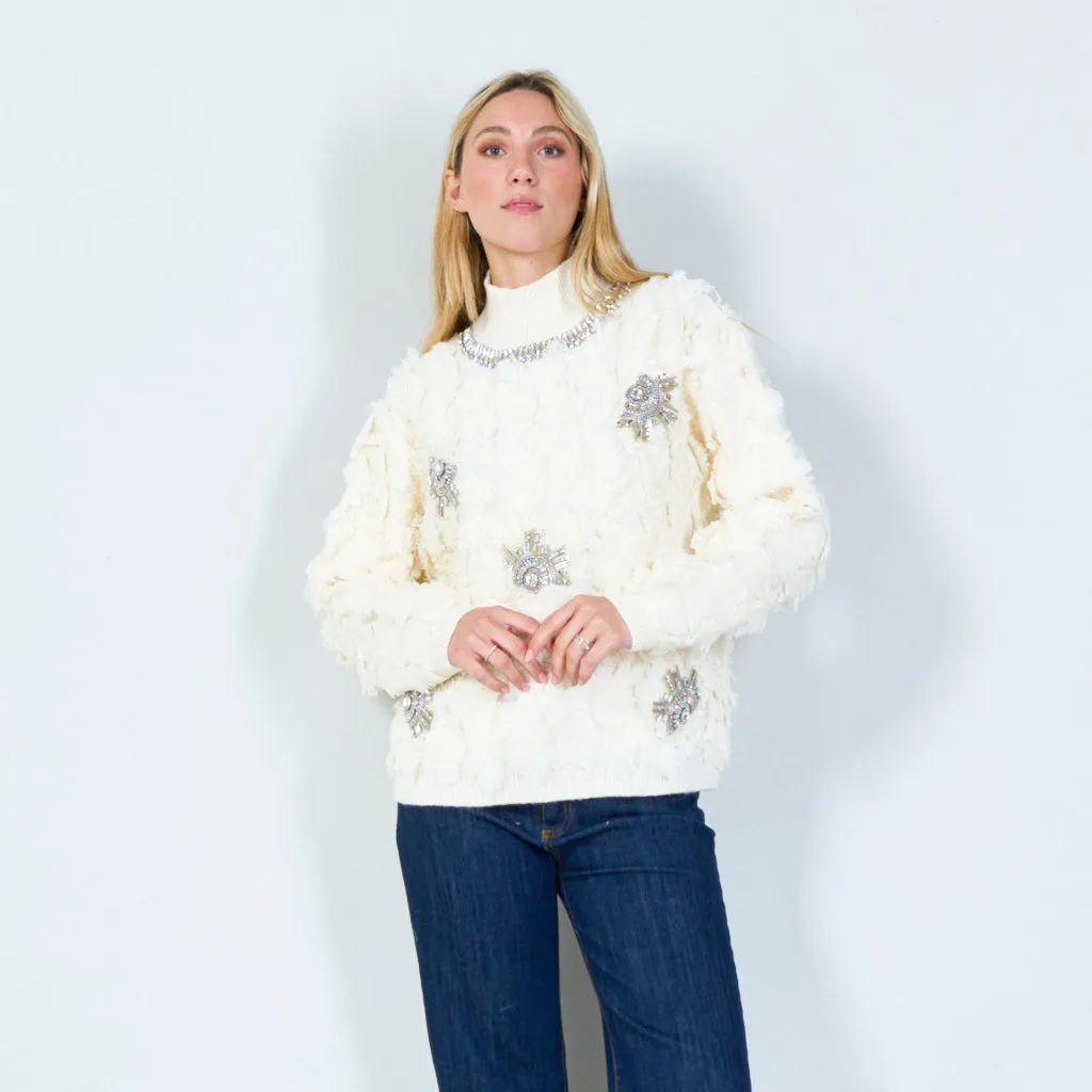 Embellished faux fur sweater wholesale
