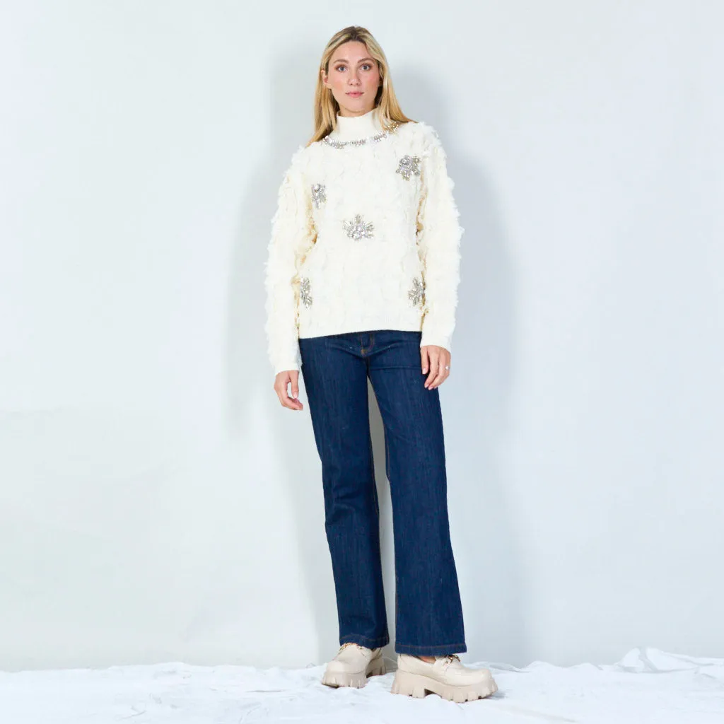 Embellished faux fur sweater wholesale