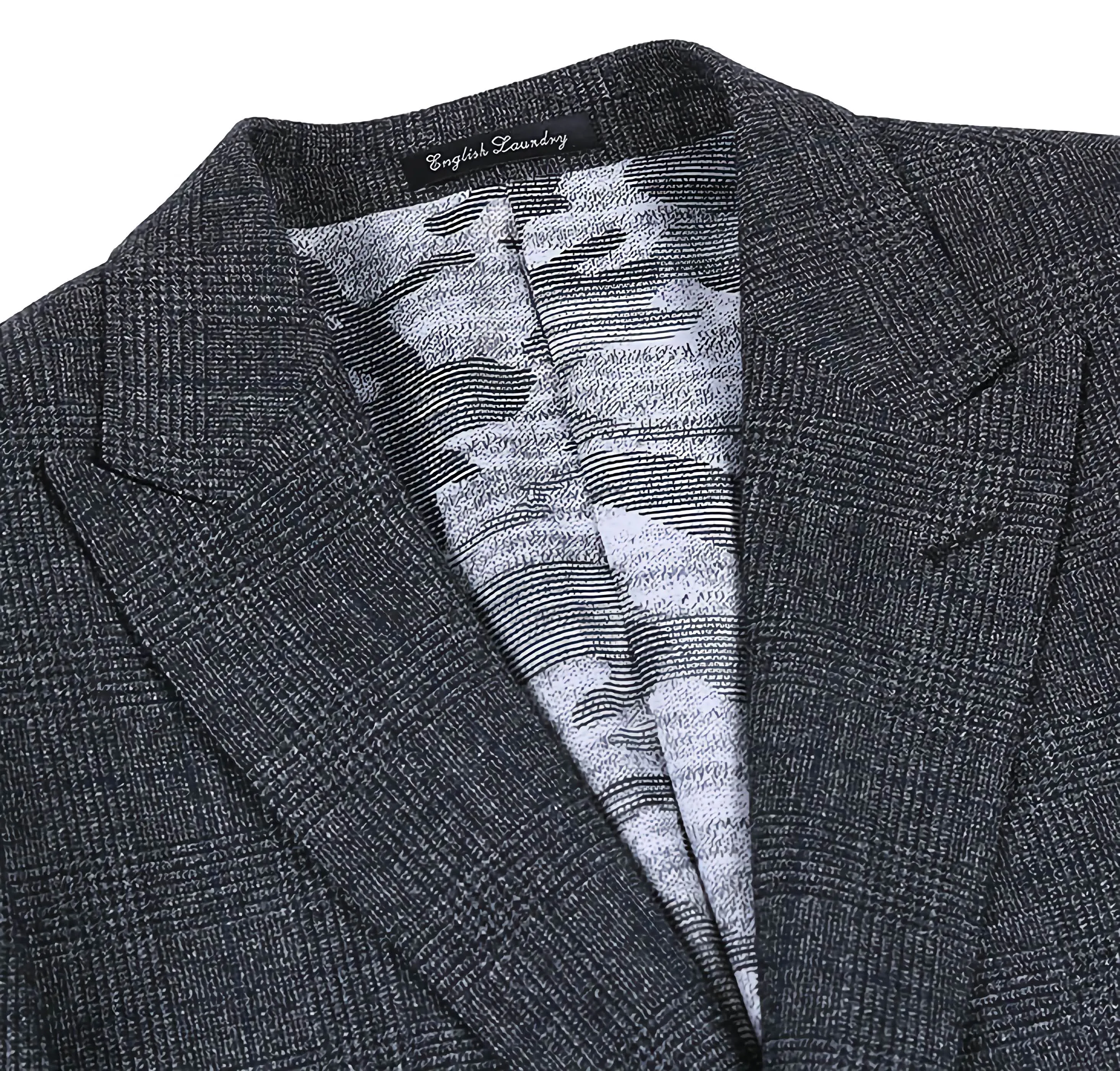 English Laundry 100% Wool Charcoal Checked Slim Fit Suit