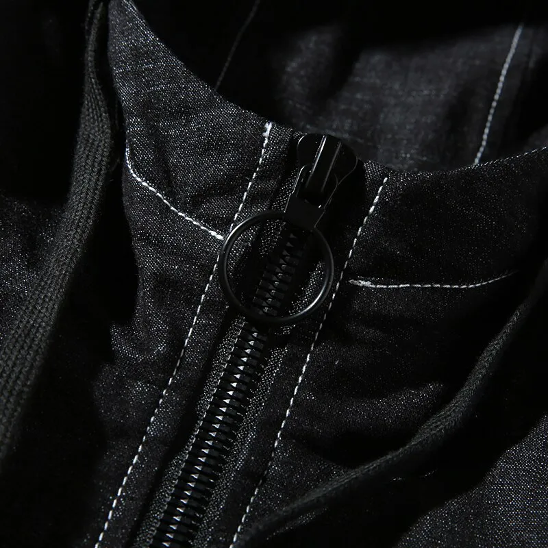 Fashion Casual Black Hooded Men Jacket