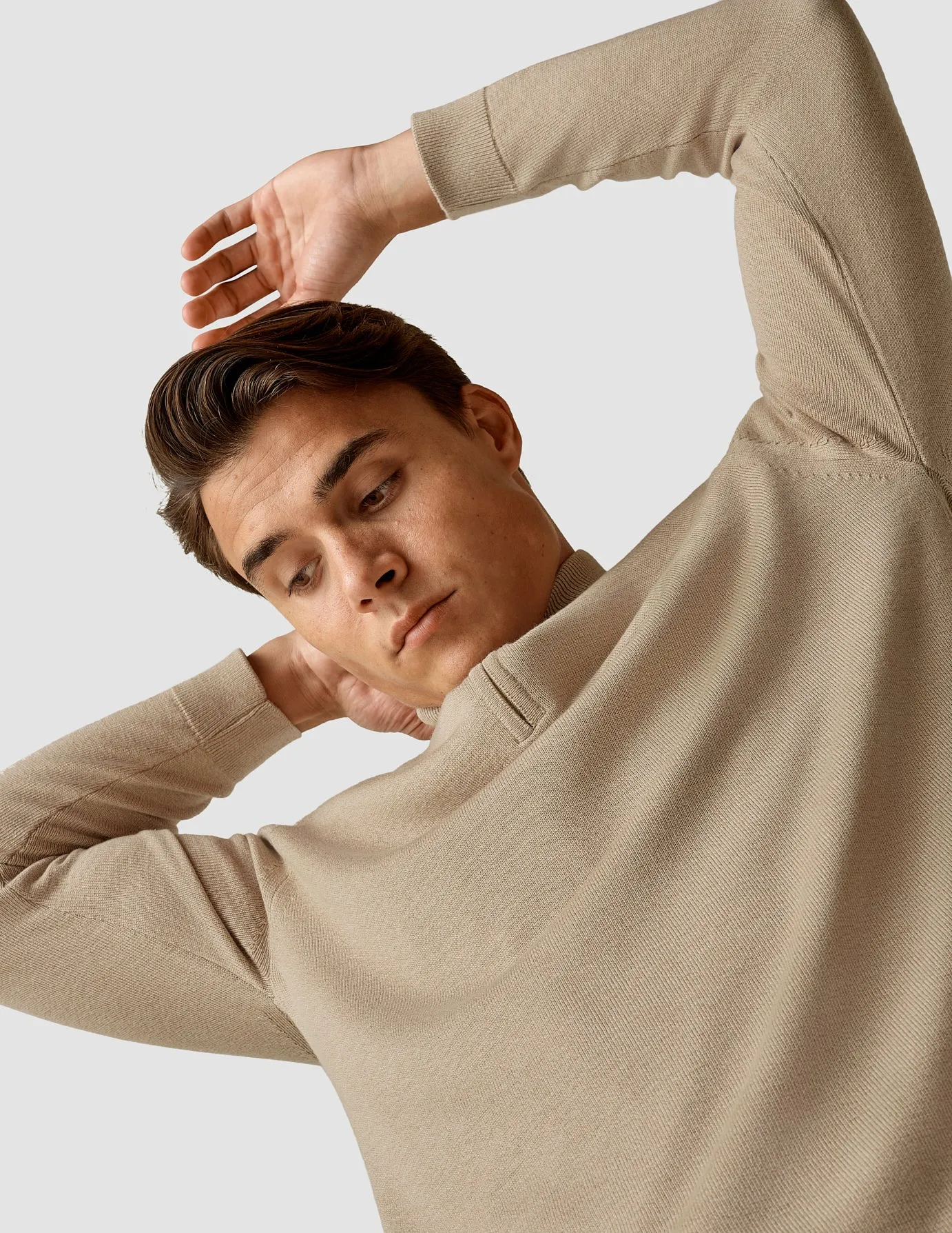 Fine Knit Half Zip Khaki Molinaire