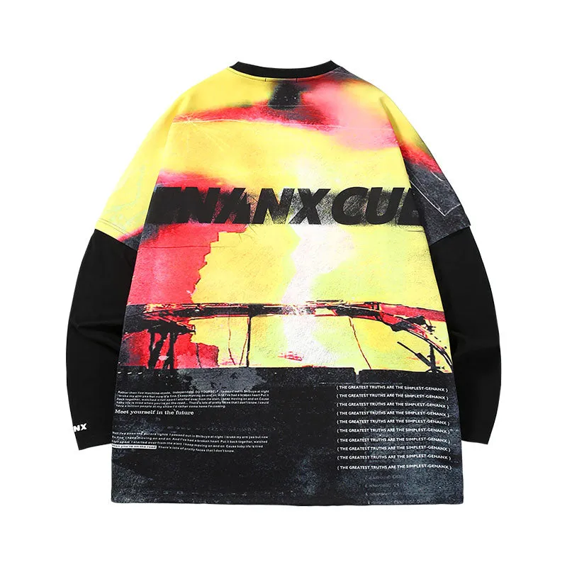【GENANX2024NEW】Street wind gradient Graffiti Cool sunscreen Ultra speed seconds dry skin space cotton hoodie
