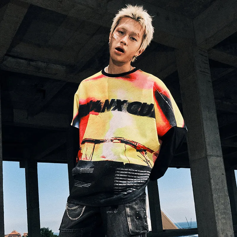 【GENANX2024NEW】Street wind gradient Graffiti Cool sunscreen Ultra speed seconds dry skin space cotton hoodie