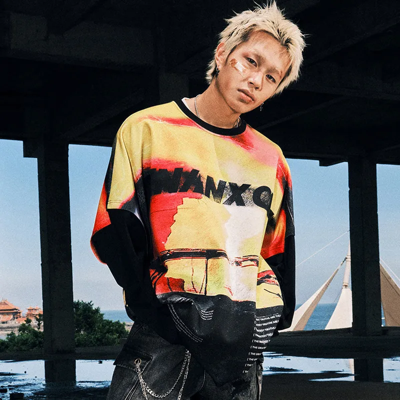 【GENANX2024NEW】Street wind gradient Graffiti Cool sunscreen Ultra speed seconds dry skin space cotton hoodie