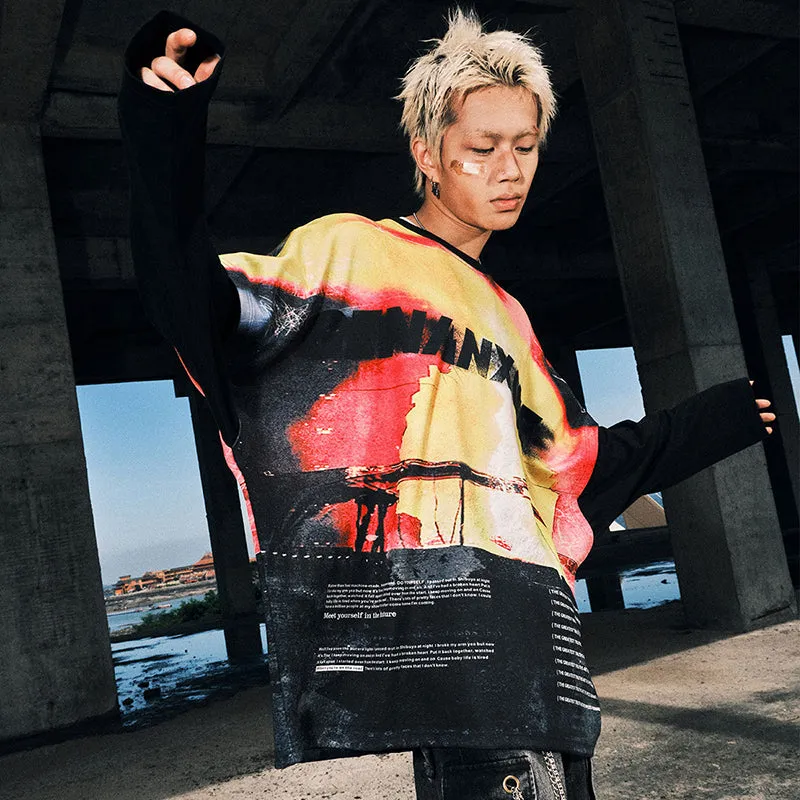 【GENANX2024NEW】Street wind gradient Graffiti Cool sunscreen Ultra speed seconds dry skin space cotton hoodie