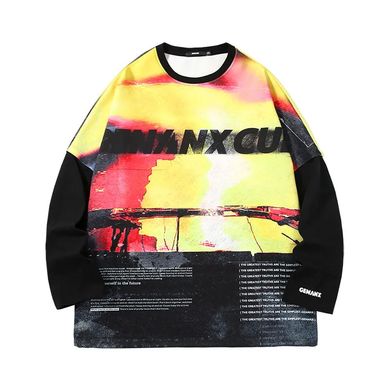 【GENANX2024NEW】Street wind gradient Graffiti Cool sunscreen Ultra speed seconds dry skin space cotton hoodie