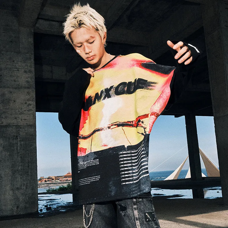 【GENANX2024NEW】Street wind gradient Graffiti Cool sunscreen Ultra speed seconds dry skin space cotton hoodie