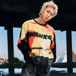 【GENANX2024NEW】Street wind gradient Graffiti Cool sunscreen Ultra speed seconds dry skin space cotton hoodie