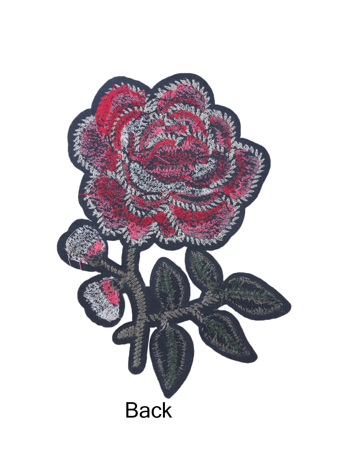 Gorgeous Embroidered Sew On Beaded Red Rose Patch