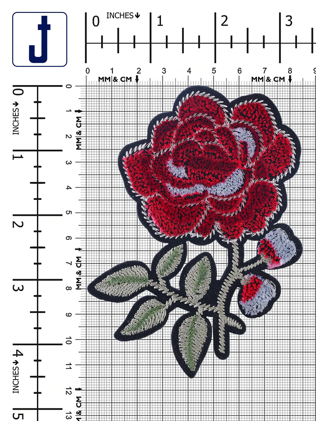 Gorgeous Embroidered Sew On Beaded Red Rose Patch