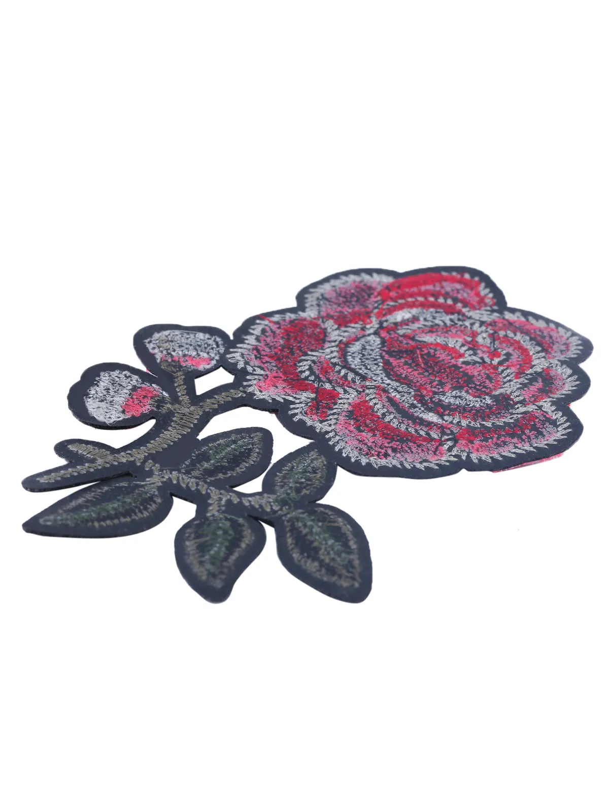 Gorgeous Embroidered Sew On Beaded Red Rose Patch
