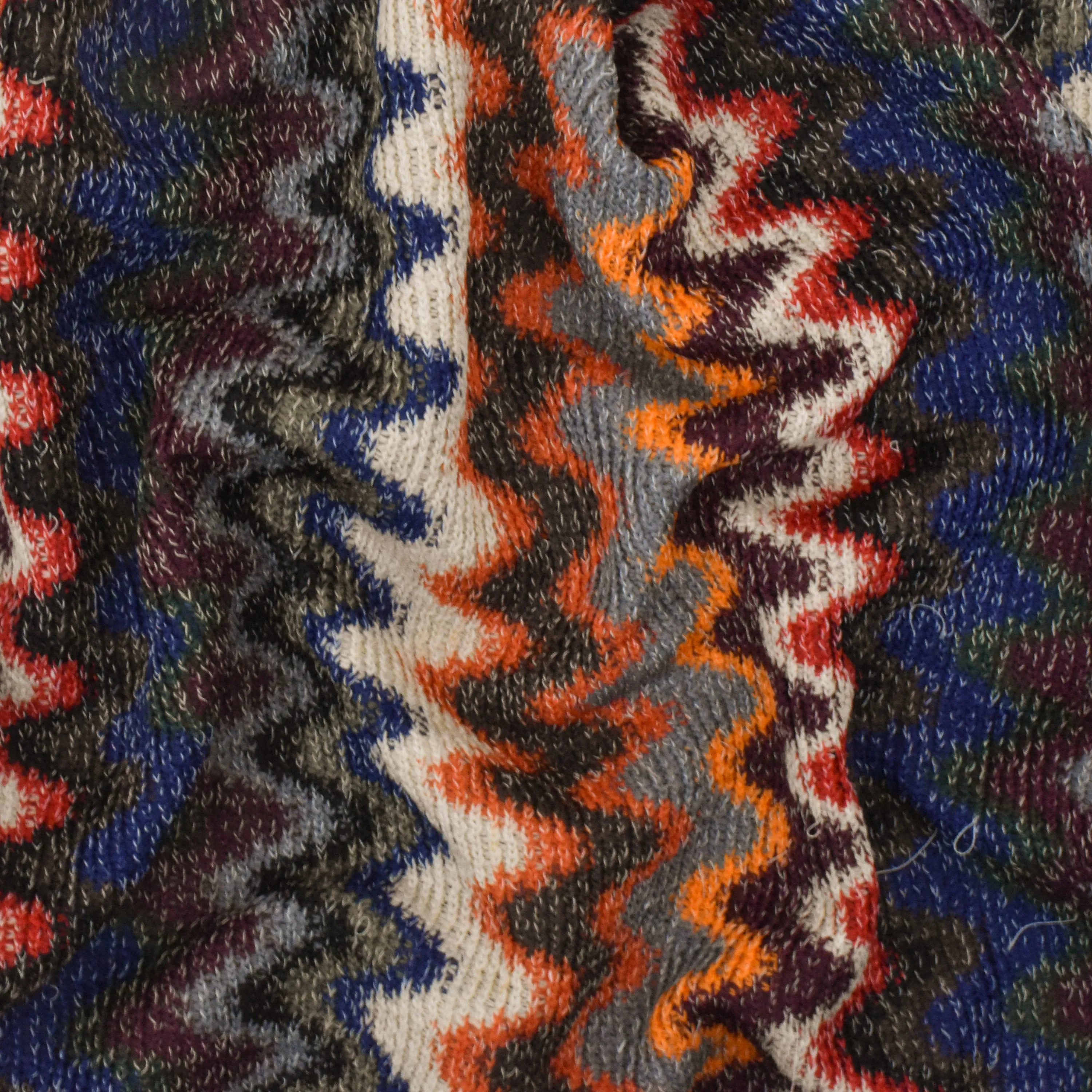 Green-Navy-White Chevron Wave Eyelash Sweater Knit Fabric
