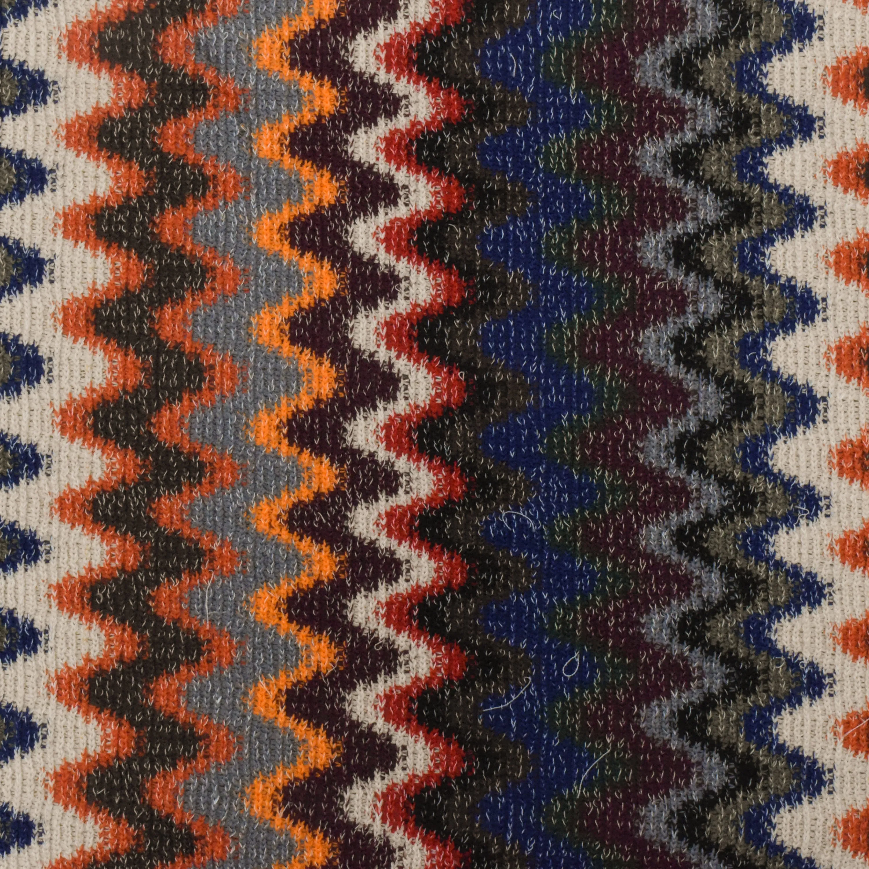 Green-Navy-White Chevron Wave Eyelash Sweater Knit Fabric