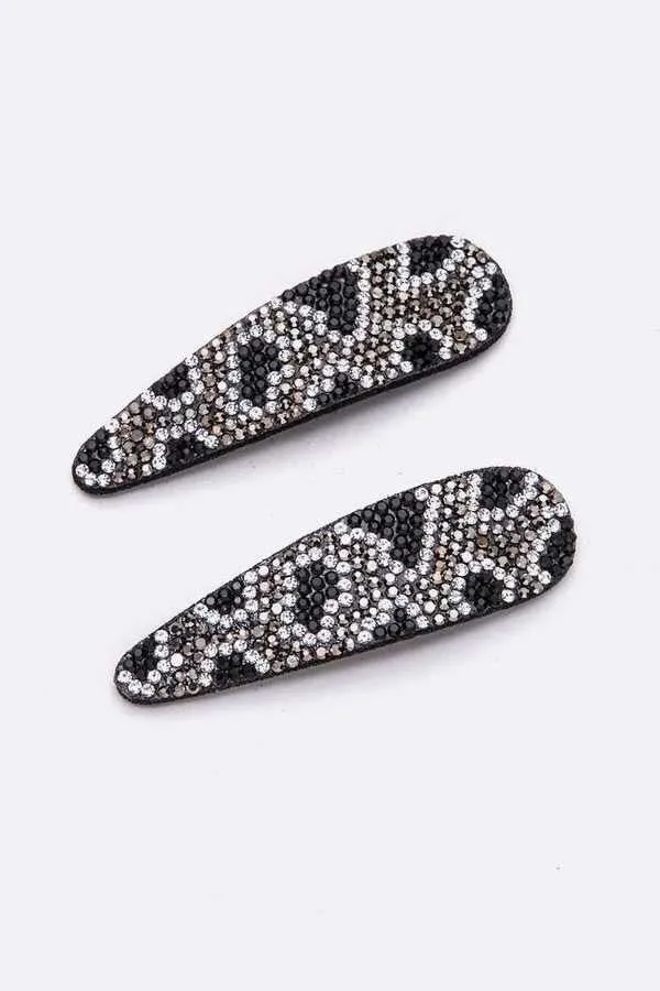 HA023 Diamante Clips Black