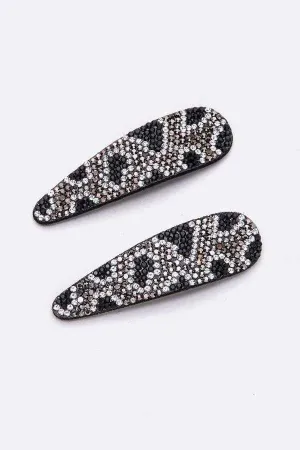 HA023 Diamante Clips Black