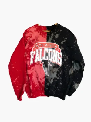 Handmade Atlanta Falcons Hand Bleached Half and Half Crewneck