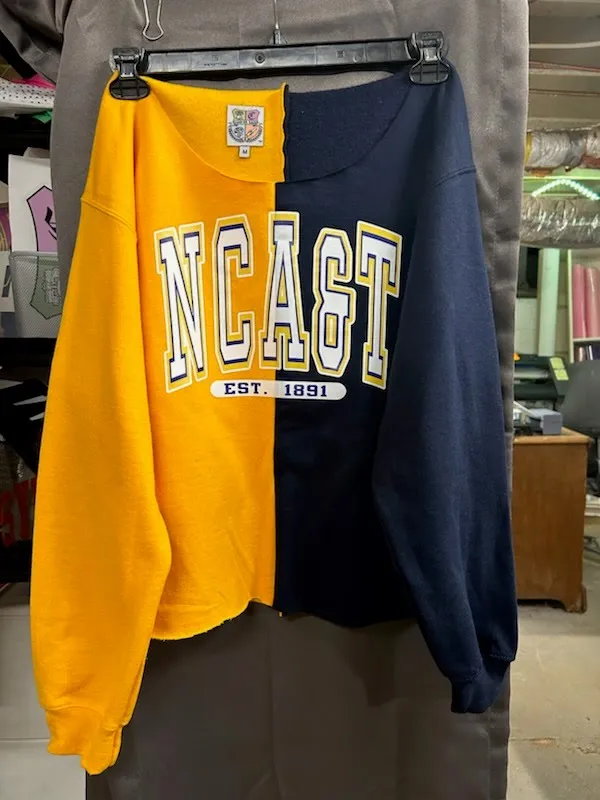 Handmade NCAT Ania NC A&T Navy Gold Half and Half Sweatshirt