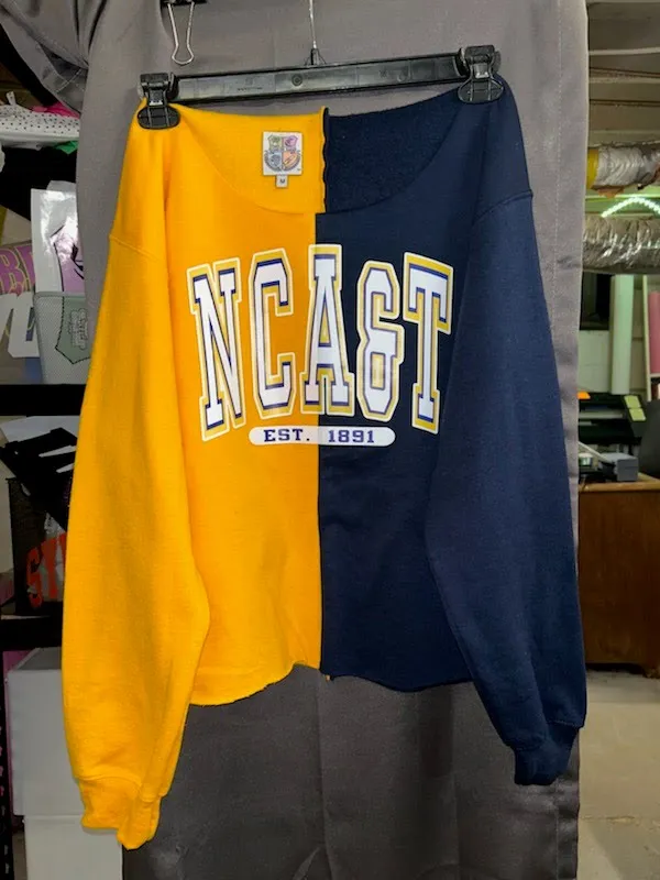 Handmade NCAT Ania NC A&T Navy Gold Half and Half Sweatshirt