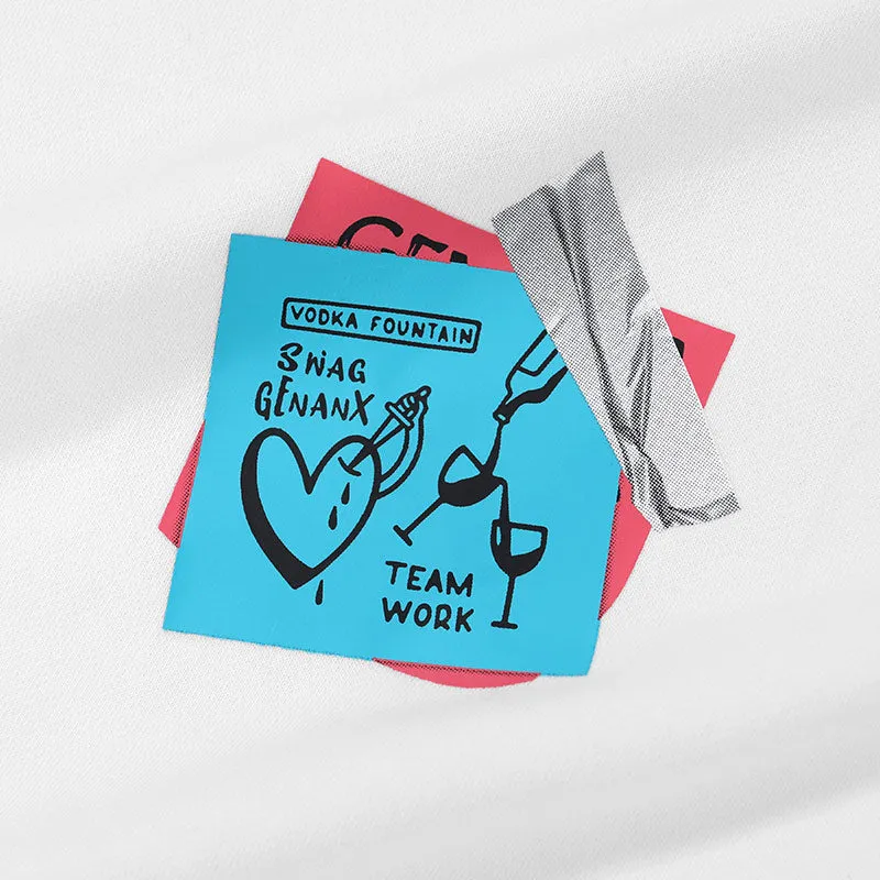 Heart Sticky Notes Funny Print Crew Neck Sweatshirt