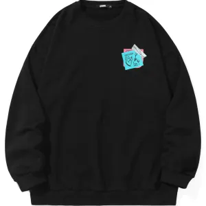Heart Sticky Notes Funny Print Crew Neck Sweatshirt