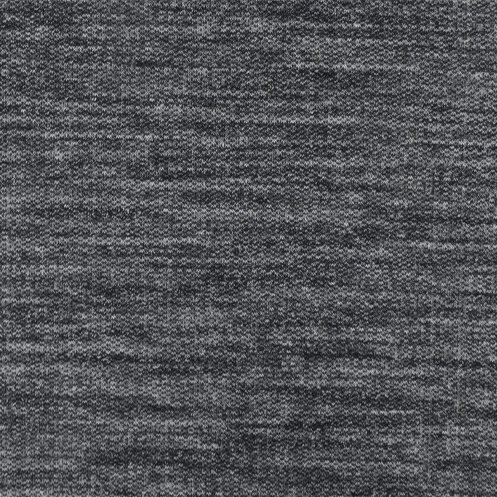 Heather Iron Black-White Polyester Cotton Terry Knit Fabric