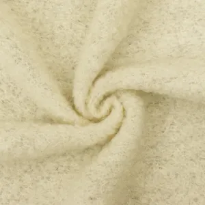 Ivory Wool Polyester Texture Boucle Fleece Knit Jacketing Fabric