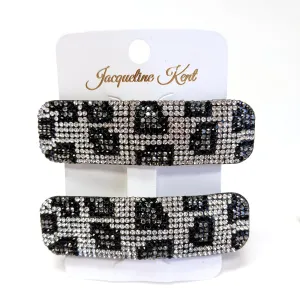 Jacqueline Kent Bubbles & Bling Hair Clips Snow Leopard Silver