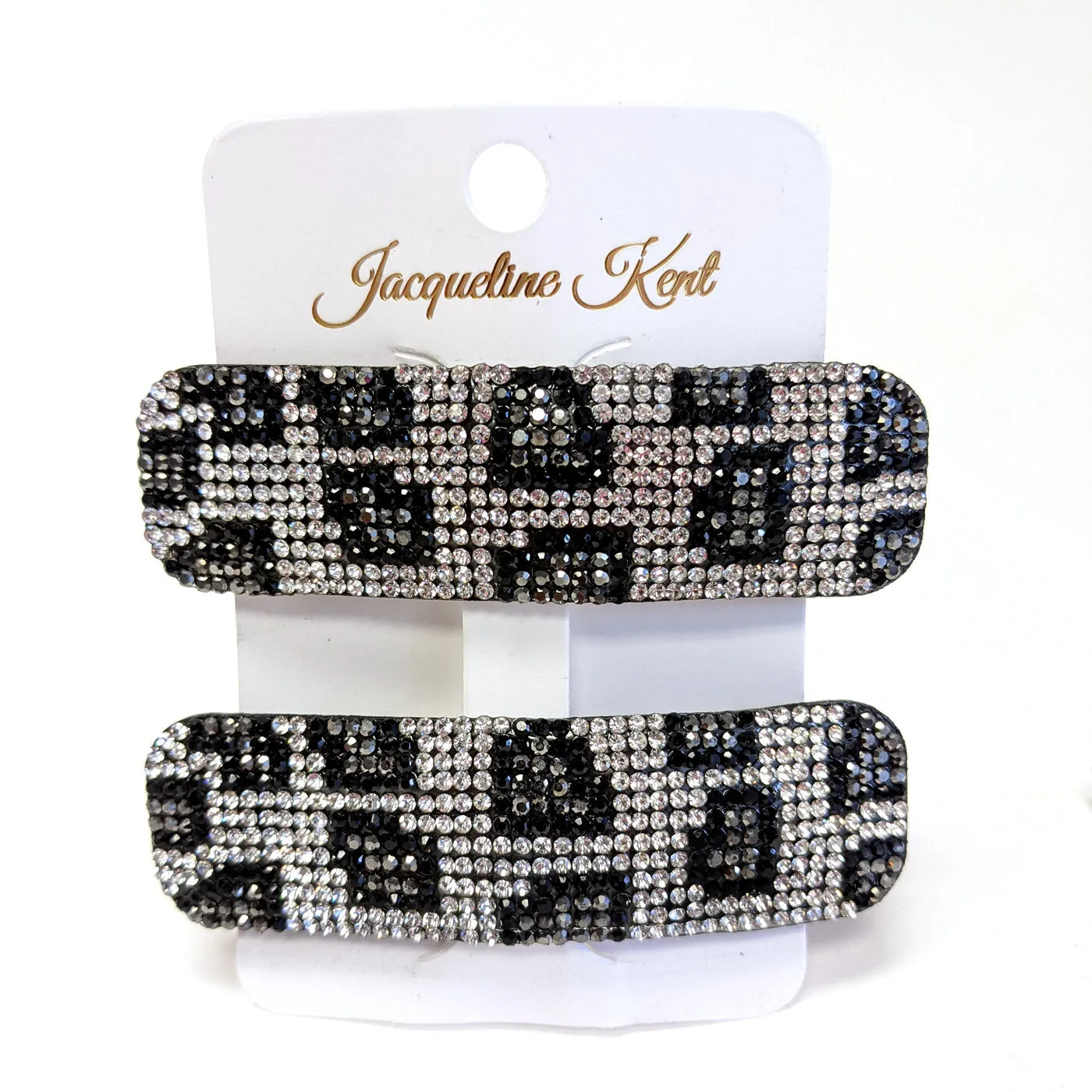 Jacqueline Kent Bubbles & Bling Hair Clips Snow Leopard Silver