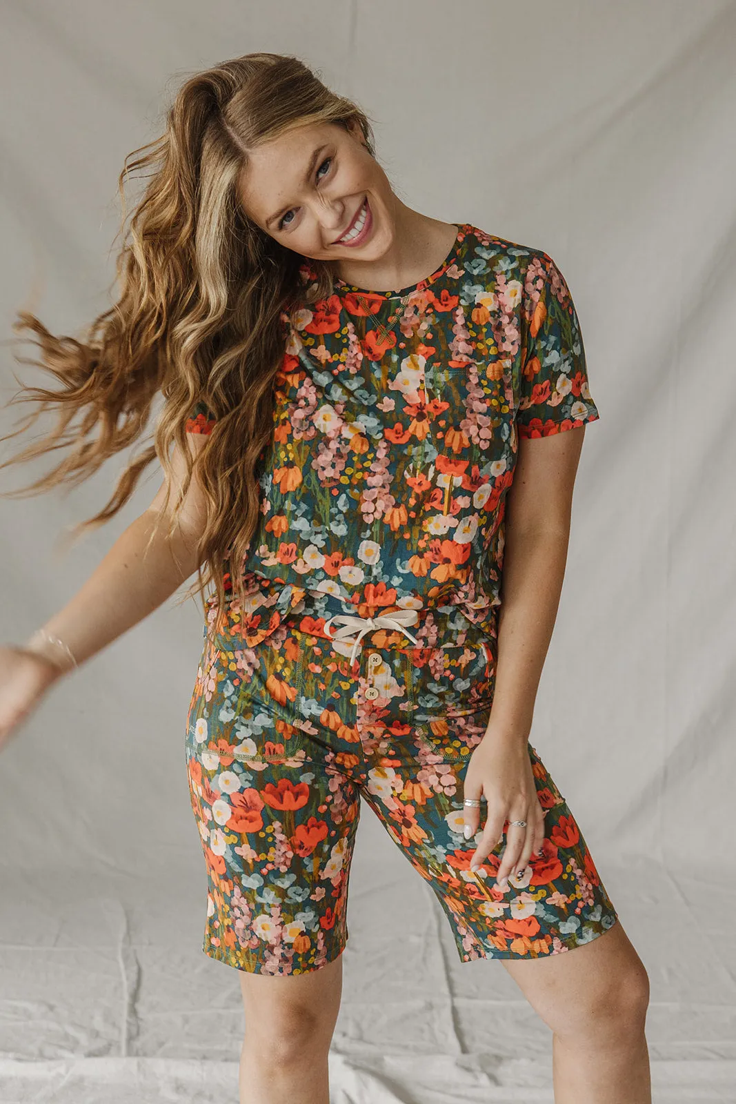 JAM SHORTS SET | Green Water Color Floral