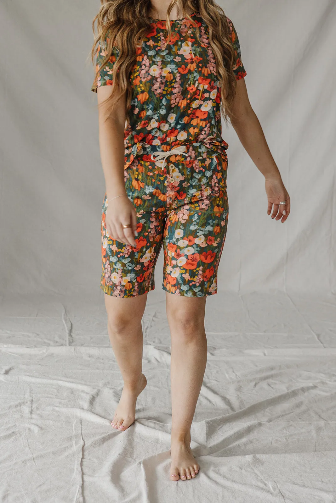 JAM SHORTS SET | Green Water Color Floral
