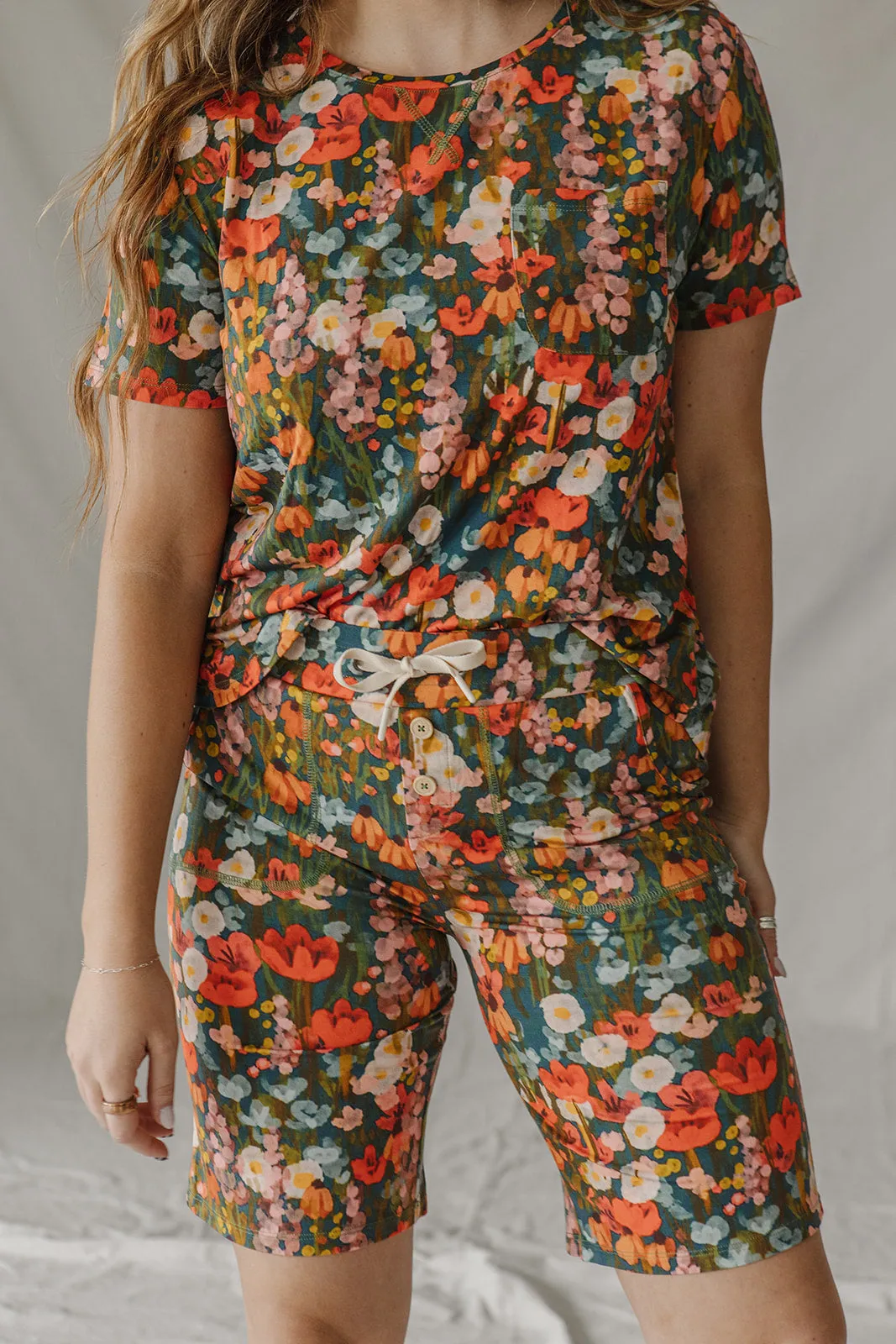 JAM SHORTS SET | Green Water Color Floral