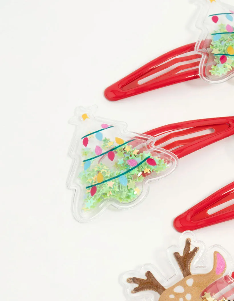 Kids Christmas Tree & Reindeer Drop Snap Clips 4-Pack