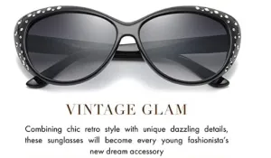 Kids Glam Retro Cat Eye Rhinestone Sunglasses