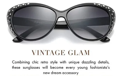 Kids Glam Retro Cat Eye Rhinestone Sunglasses