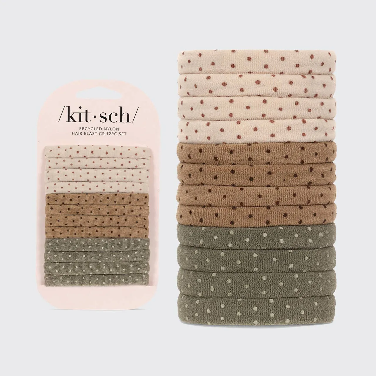 Kitsch Recycled Nylon Medium Polka Dot Elastics 12pc - Multi