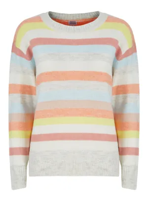 Ladies Stripe Coloured Knitwear Cozy Jumper