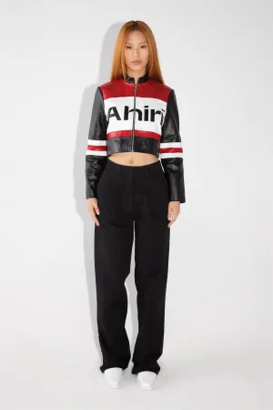 LOGO LEATHER RACING JACKET