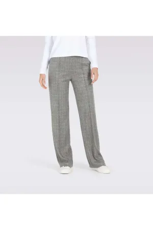Mac Jeans Chiara Smart Wide Leg Premium Jersey Pull On Pants 3029-00-0114 | 057K Steel Grey Check | Clearance Final Sale