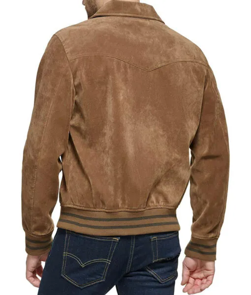 Mac Men’s Cognac Real Suede Bomber Jacket by TJS