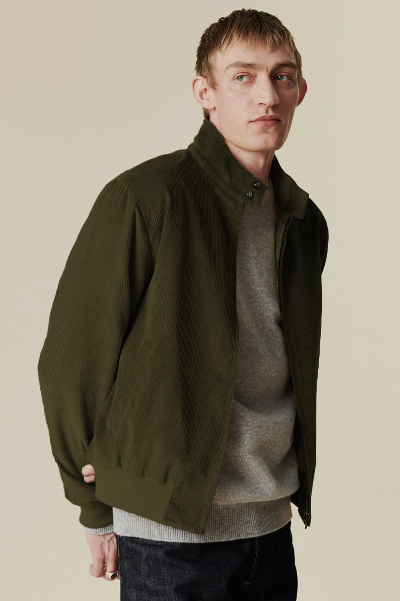 Men's Corduroy Harrington Jacket - Olive