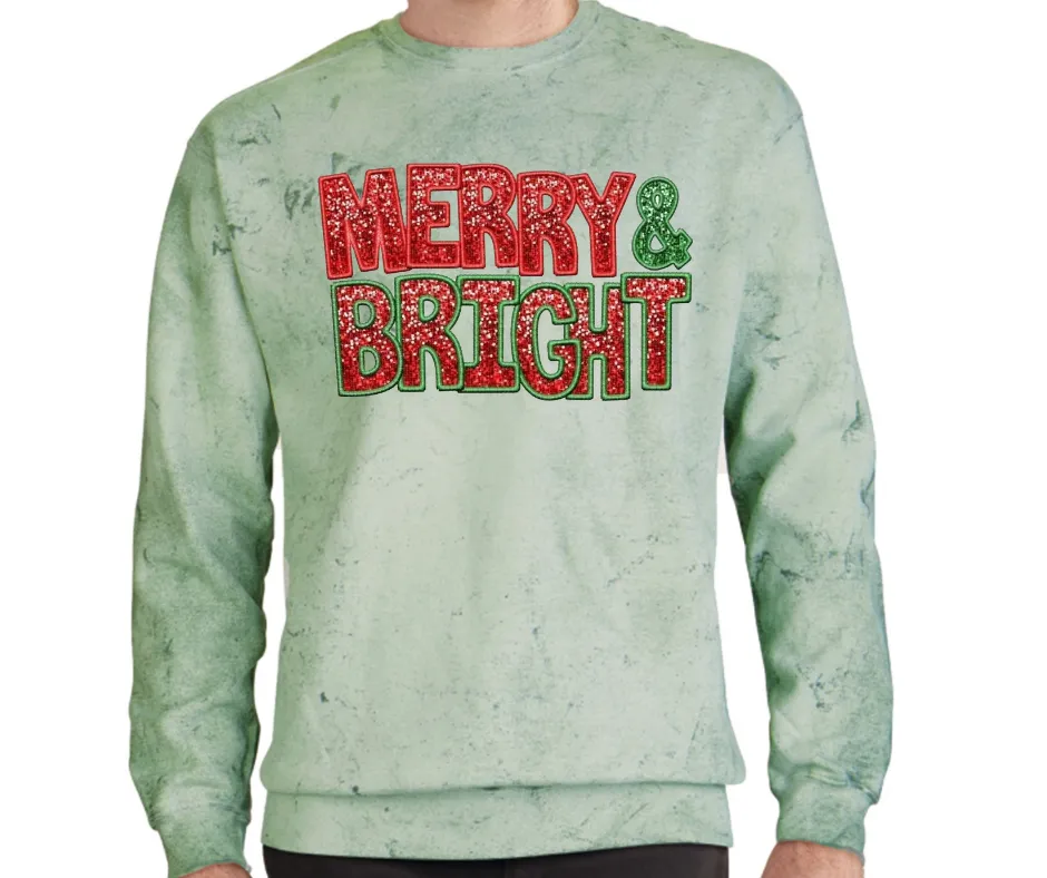 Merry & Bright Christmas Comfort Colors Smoke Dyed Top