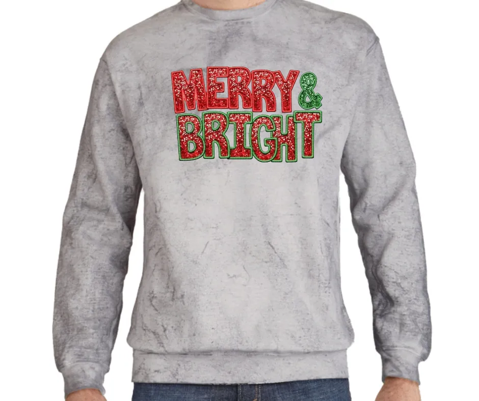 Merry & Bright Christmas Comfort Colors Smoke Dyed Top
