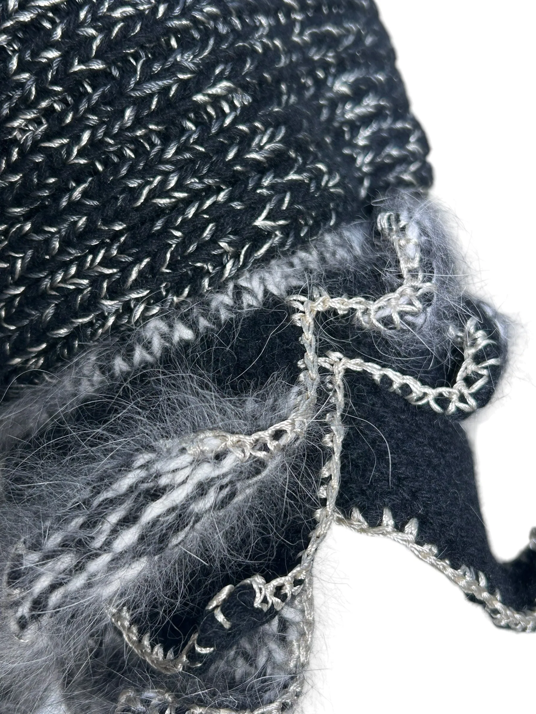 Mina Poe Handmade Knit Angora Petal Sleeve Shrug