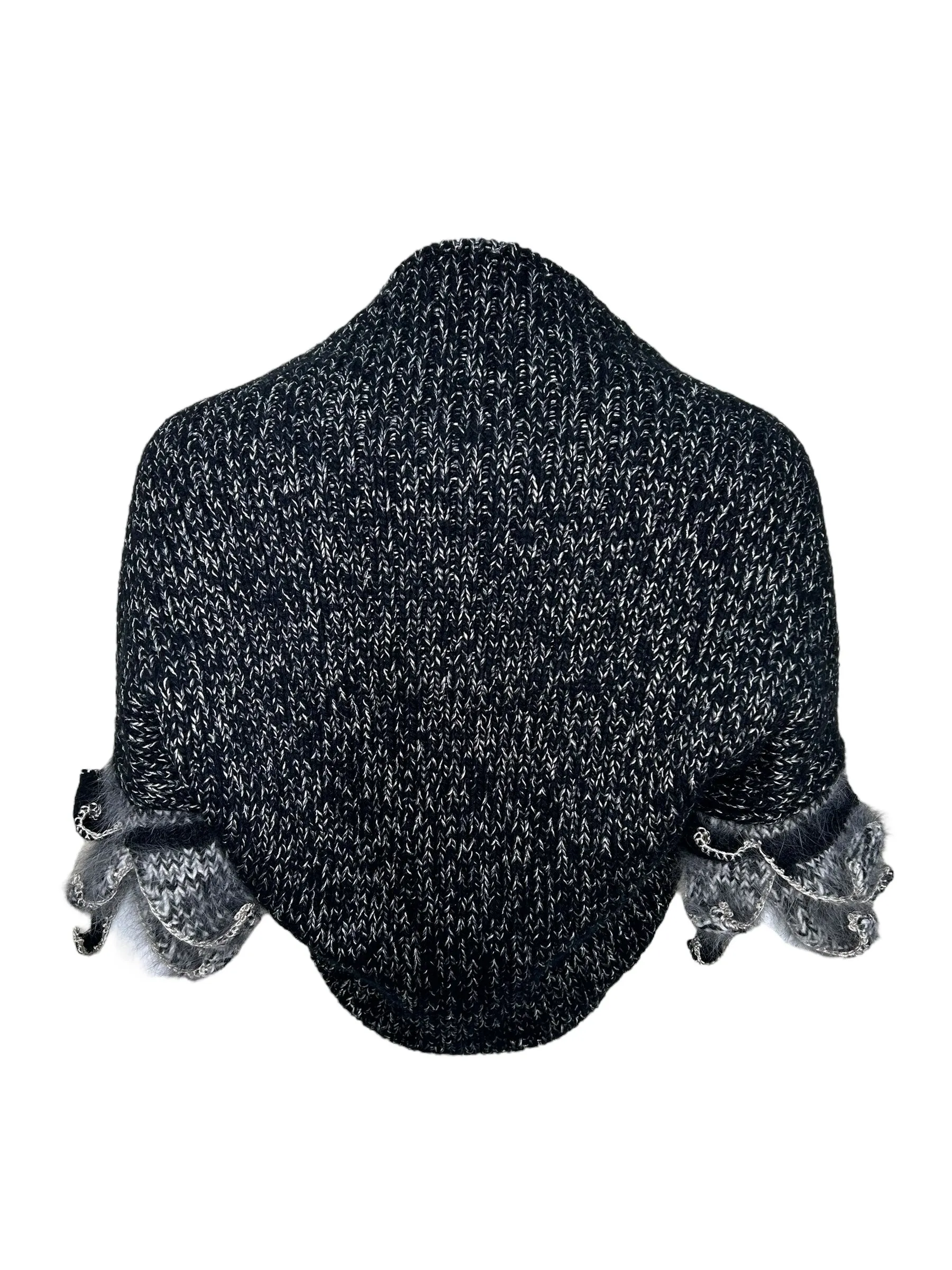 Mina Poe Handmade Knit Angora Petal Sleeve Shrug