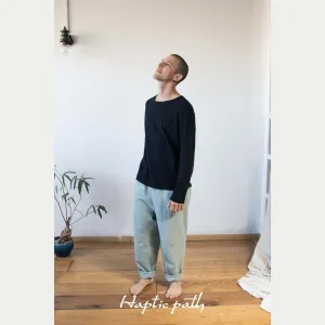 Minimalist drop crotch unisex trousers